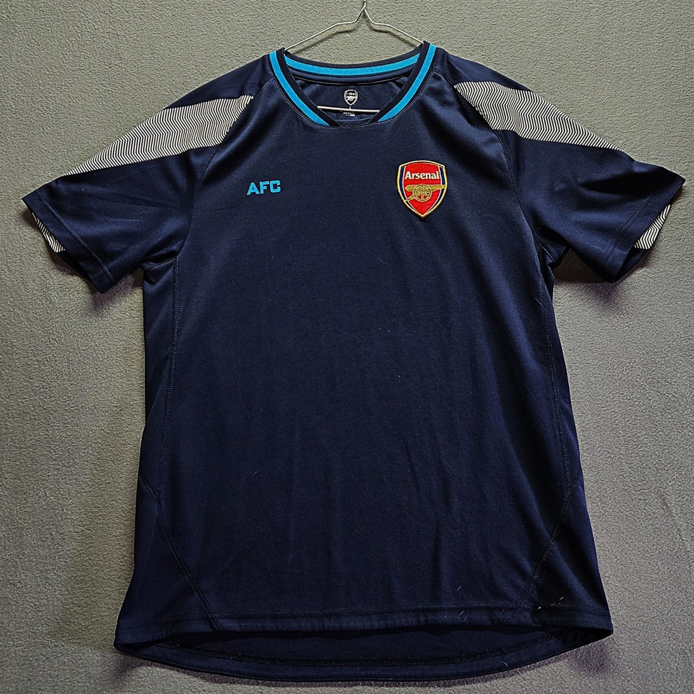 Arsenal Football Club Training Top Jersey Navy Blue Cyan Men's Size L‎ Large - Picture 2 of 11